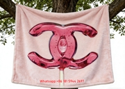 Chanel Pink Lollipop CC Logo Flannel Throw Blanket IMG_6667